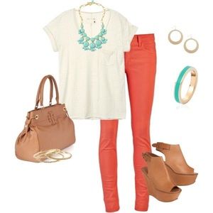 Tory Burch Mara Coral Jeans - Size 14